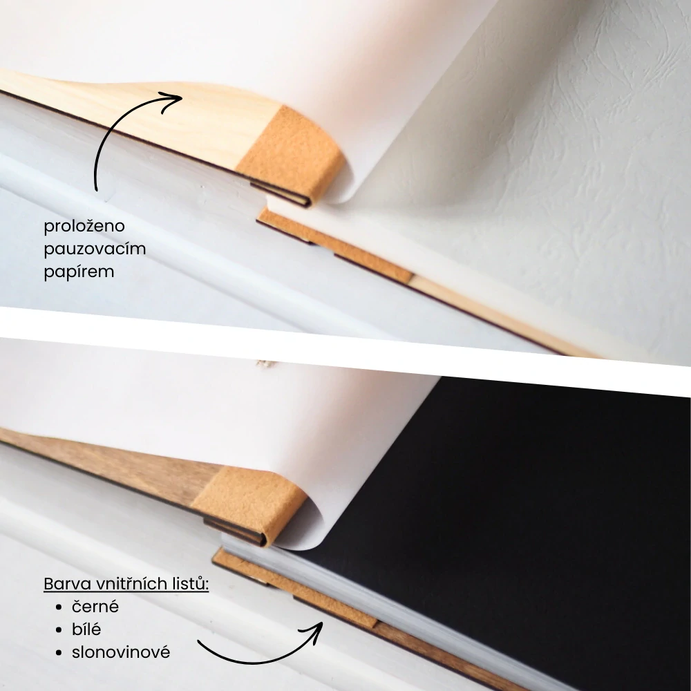 Dřevěné fotoalbum - stříbrné 3D jméno