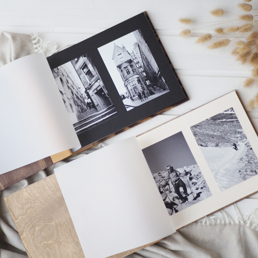 Dřevěné fotoalbum - černá borovice