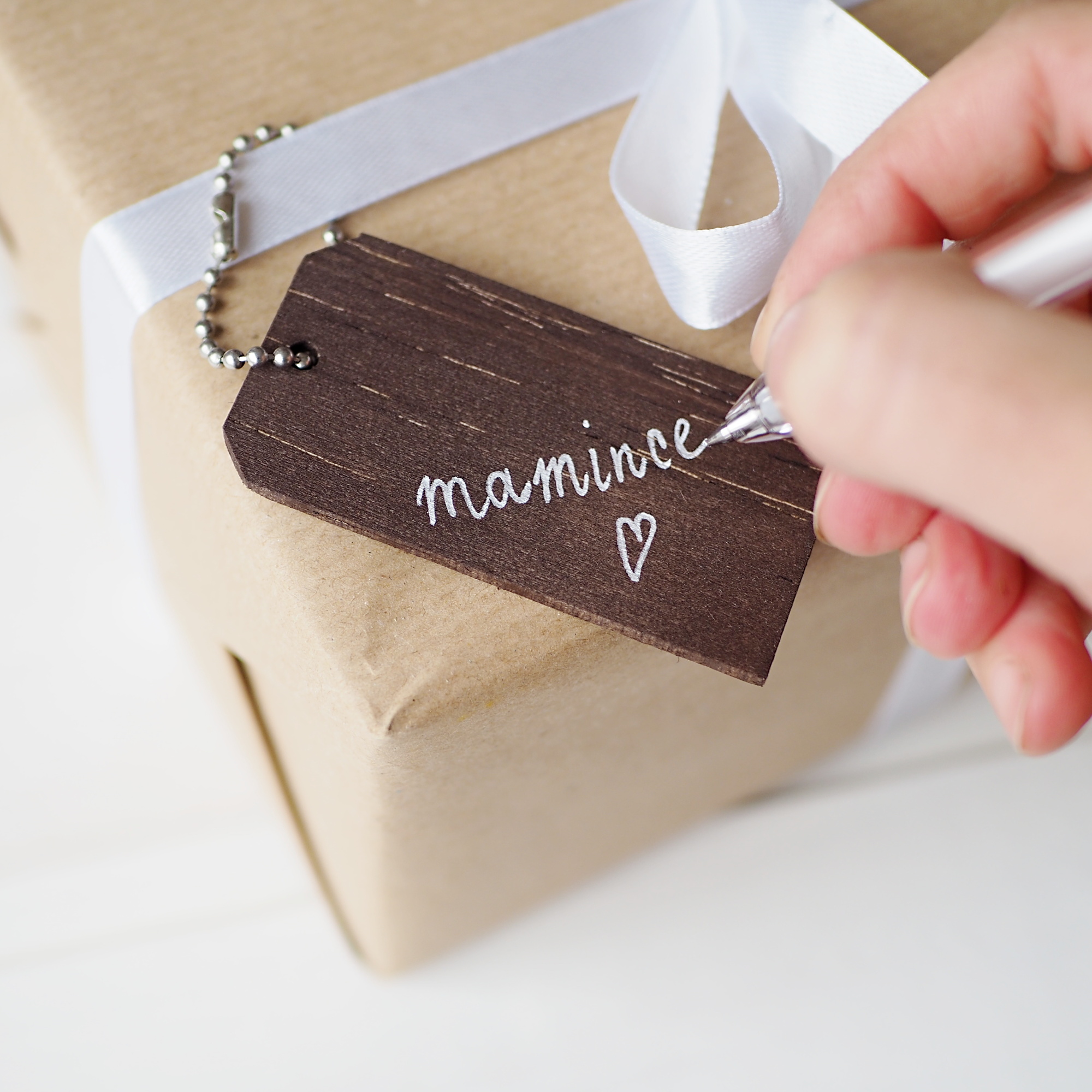 Dřevěné dárkové visačky sada 3 ks - hnědé