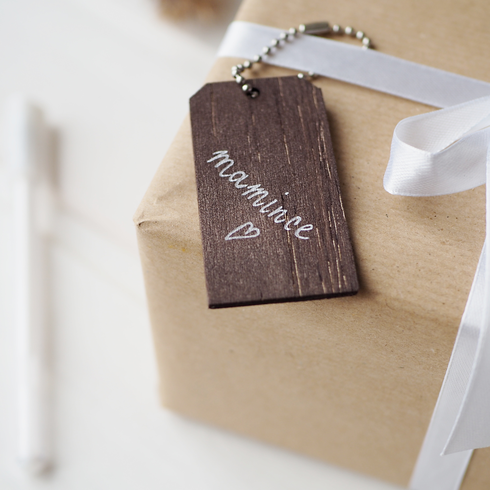 Dřevěné dárkové visačky sada 3 ks - hnědé