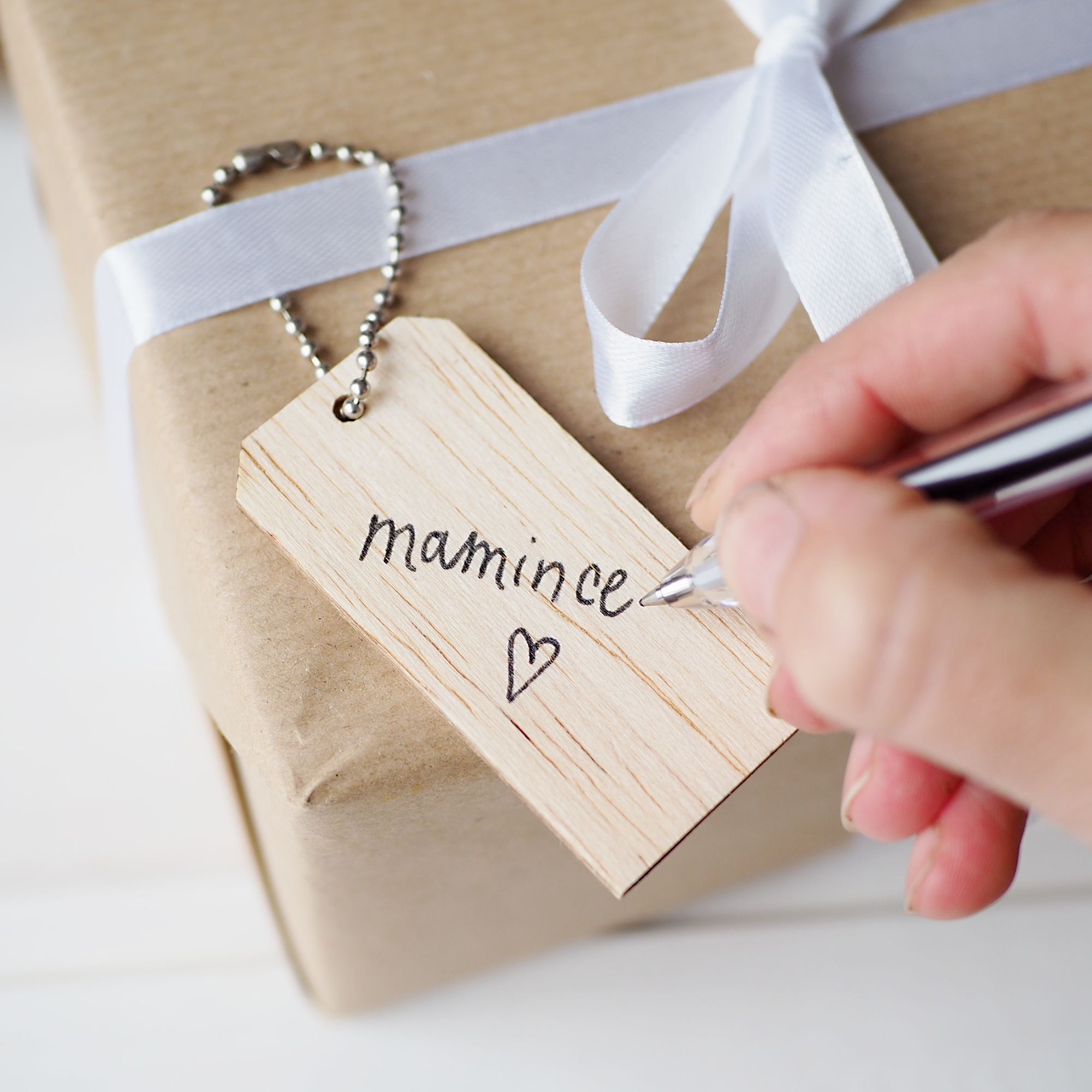 Dřevěné dárkové visačky sada 3 ks - přírodní