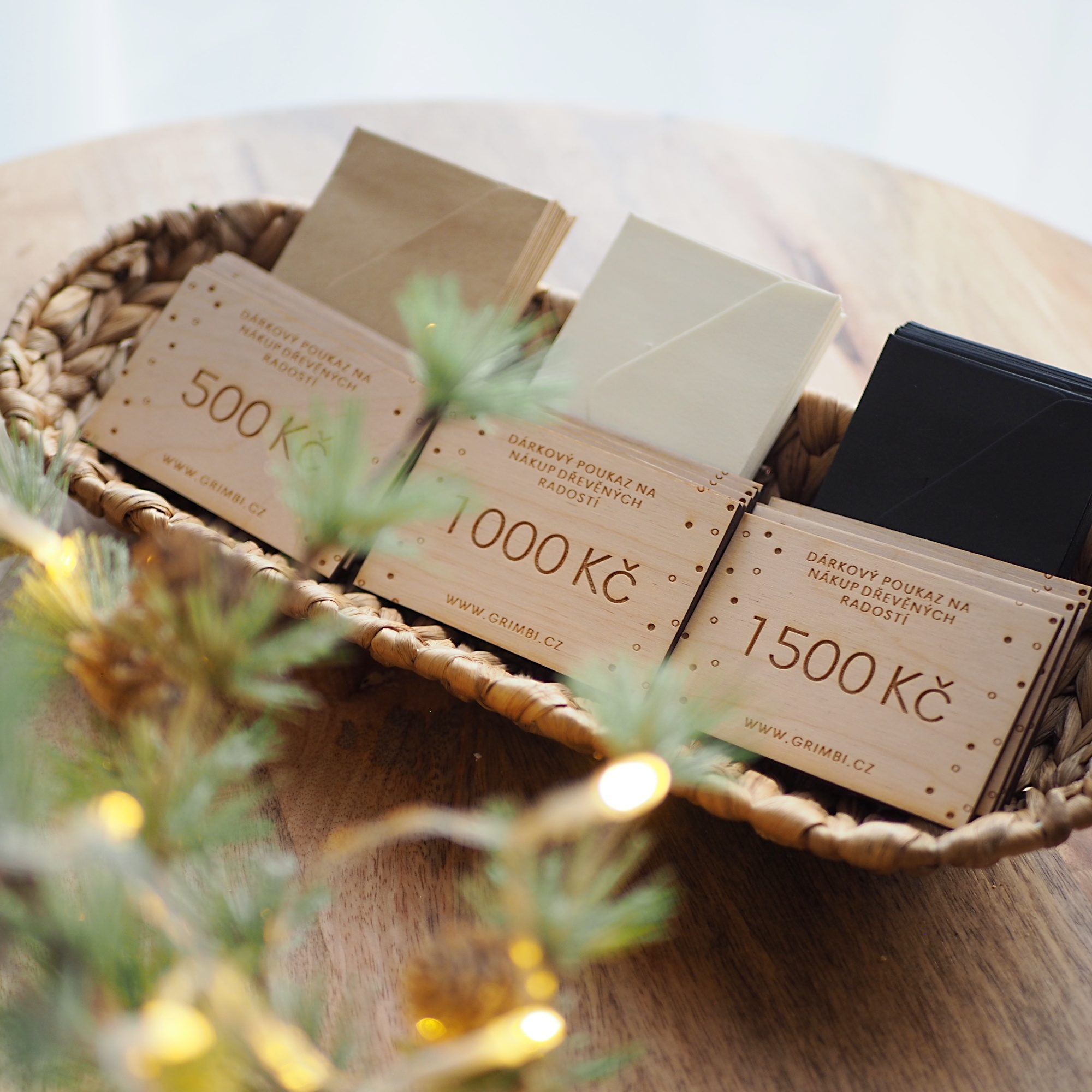 Dřevěný dárkový poukaz 1000