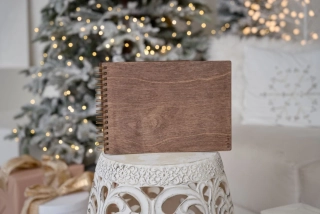 Dřevěný kroužkový skicák - tmavě hnědá bříza